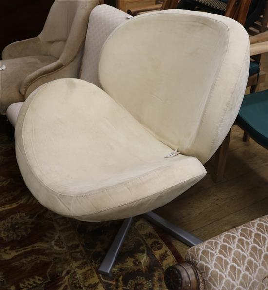 A 1960s suede and chrome chair